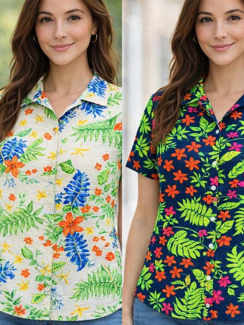 Style & Co Button Up Hawaiian Shirts Women Size 2XL